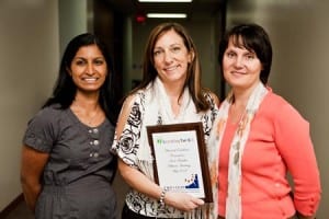 Irene Tsimilkis (center) with V.Pillay and L.Lysenko of the CSLP.