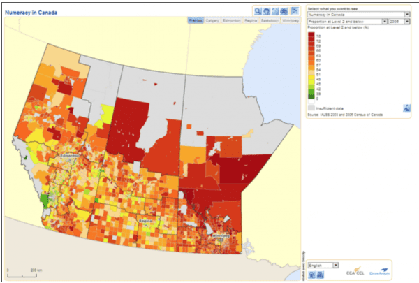Numeracy in Canada Map