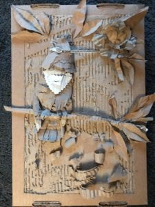 cardboard 3d image of bird, to show how humble materials can be used.