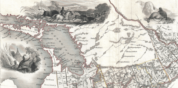 1850 Tallis Map of West Canada or Ontario (includes Great Lakes)